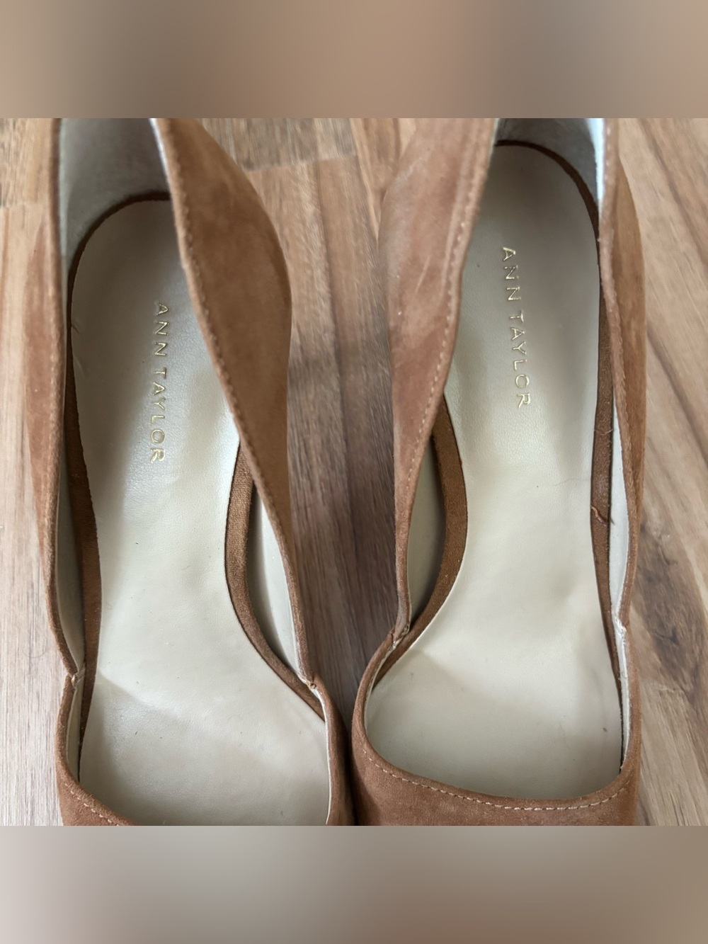 Ann Taylor Tan Suede Pointed-Toe Pumps - Picture 3 of 6